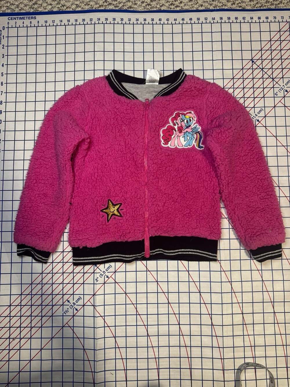 My Little Pony Girls Pink Sherpa Fleece Bomber Jacket Size 7/8